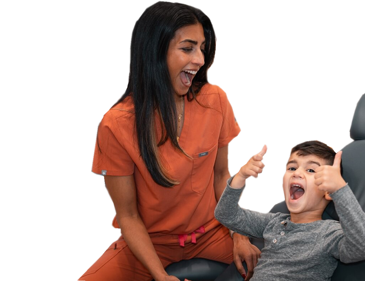 schedule-now Child in dental chair with hygenist